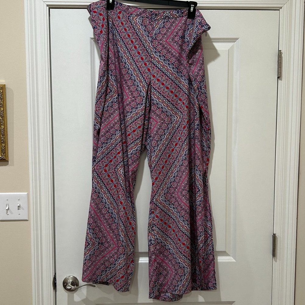 Jessica Simpson Side Slit Wide Leg High Waist Palazzo Pants,sz 20, Multi color